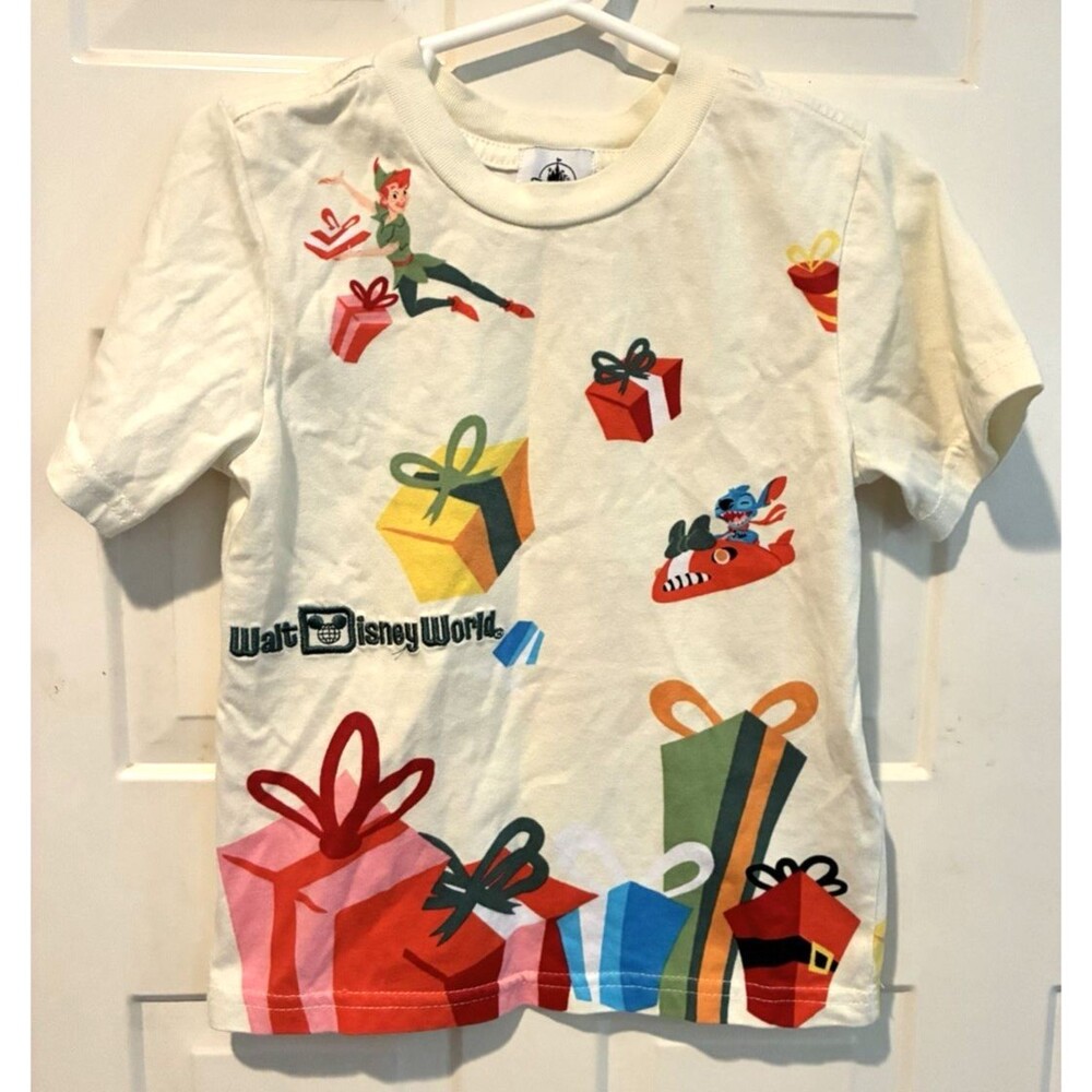 Disney Parks Walt Disney World Christmas Presents Tee Shirt XS 4 Genie Peter Pan